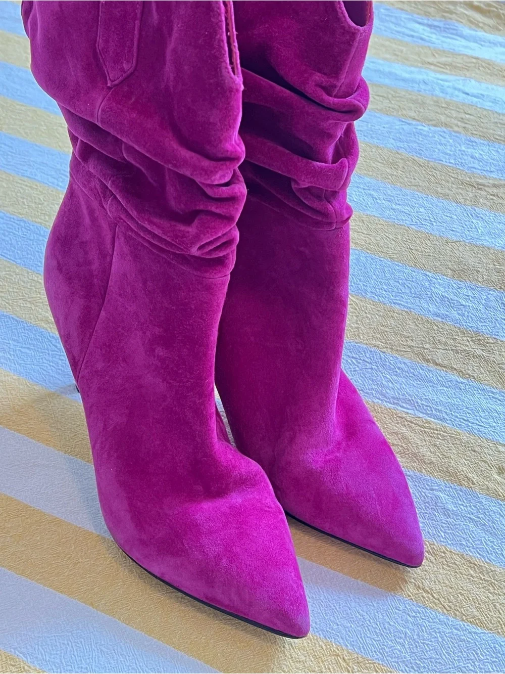Nine West pink leather Suede Pointed-Toe Slouch Boot - Picture 3 of 7